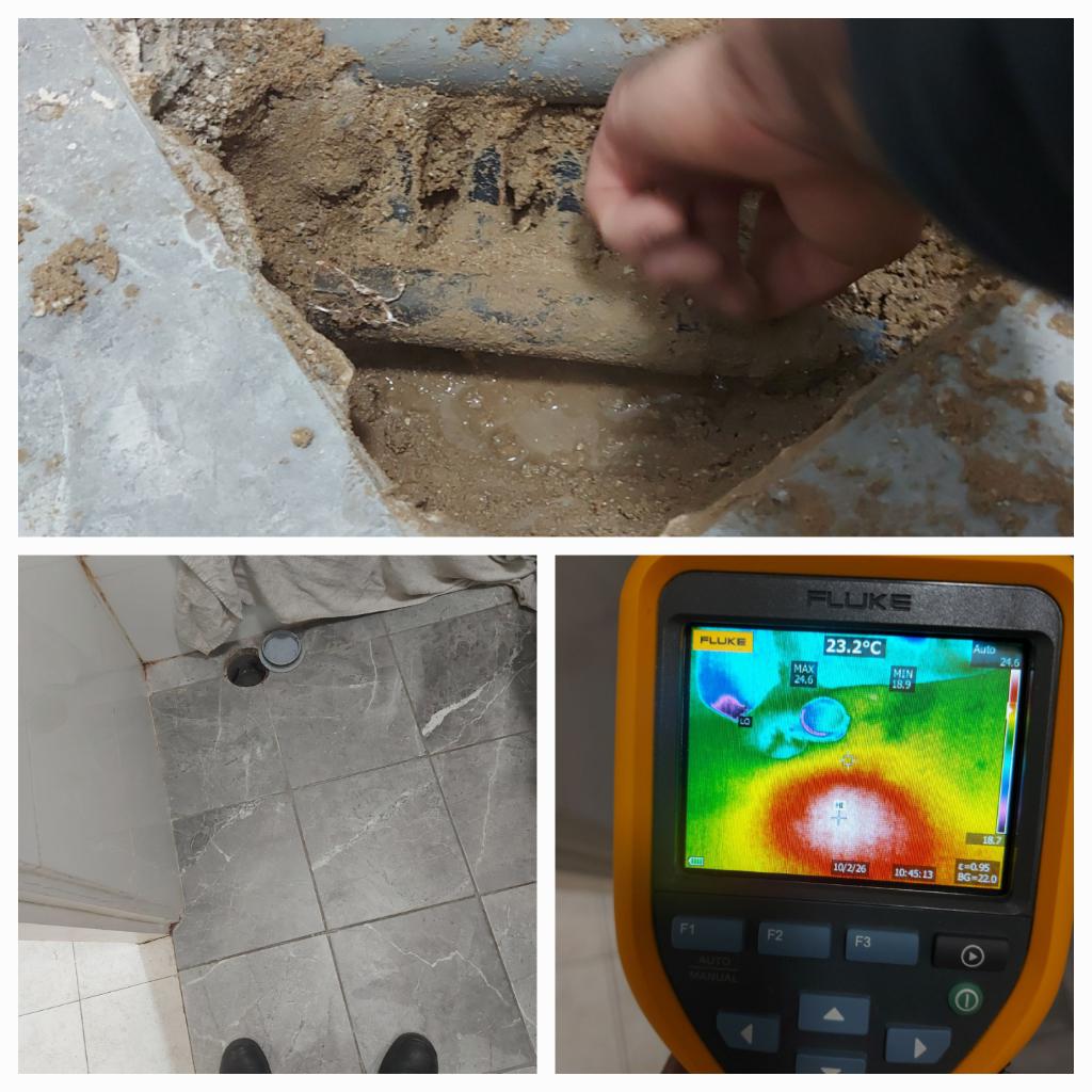 חשיפת נזילה בצנרת לאחר איתור תרמי